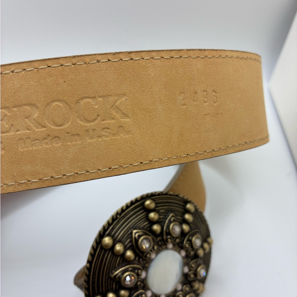 Women’s leatherrock Round Medallion Buckle Brown Belt - Picture 4 of 5